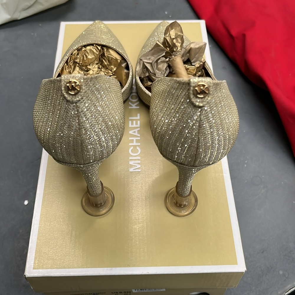 Michael Kors Dorothy Flex D’Orsay gold glitter chain mesh US size 8.5m beautiful - Picture 6 of 12